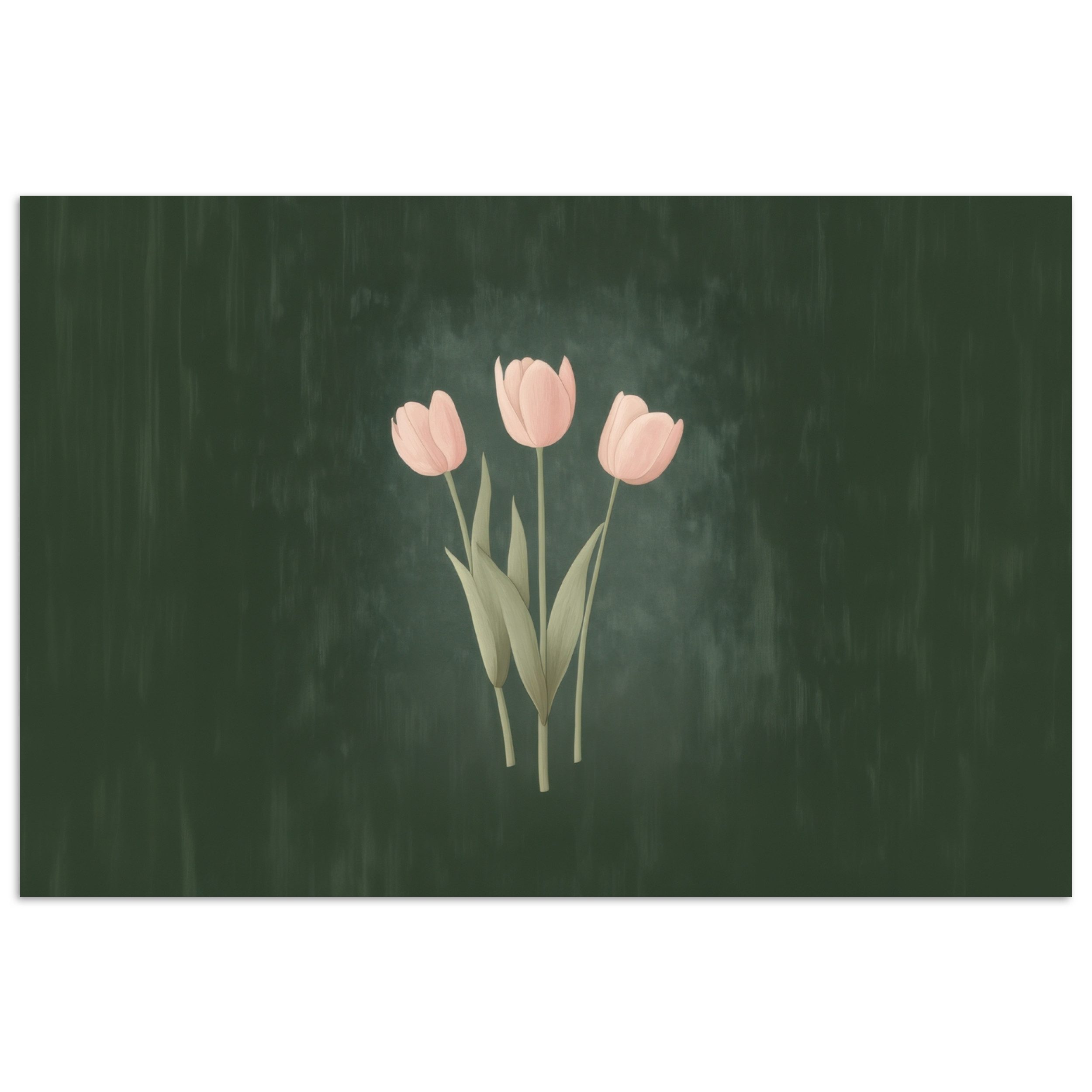 MuchoWow Poster Tulpen - Liebe - Dunkelgrün, (1 St), Poster ohne Rahmen, Wandbild, Wandposter, 30x20 cm