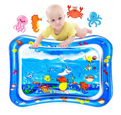 KRUZZEL Spielmatte XXL Baby Wassermatte – Aufblasbares Sensorisches Spielzeug, Aufblasbare Wasserspielmatte für Babys mit bunten Wassertieren