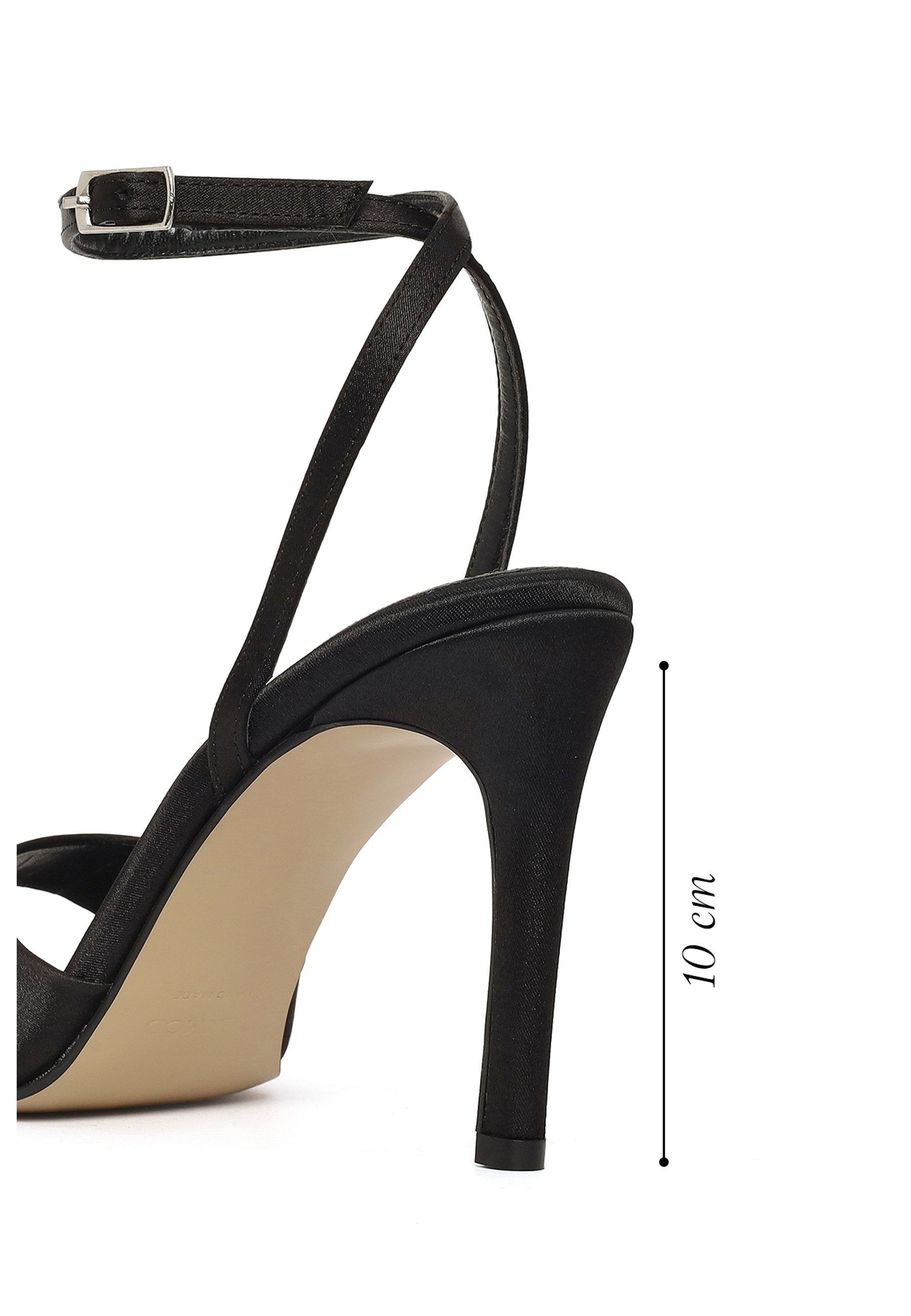 Derimod Sandaletten mit hohem Absatz aus Textil Sandale Stoff, Synthetikfutter, TPU-Sohle, Knöchelriemen, Stilettoabsatz