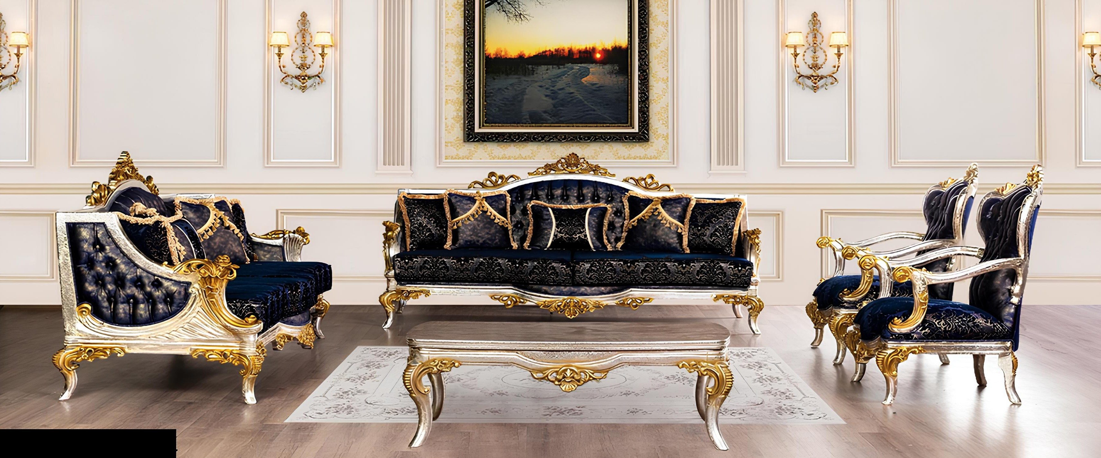 Xlmoebel Polstergarnitur Sofagarnitur 3+3+1+1 mit Couchtisch, klassisch und luxuriös, (Polstergarnitur, 5-tlg., 3+3+1+1 mit Couchtisch), Made in Europa