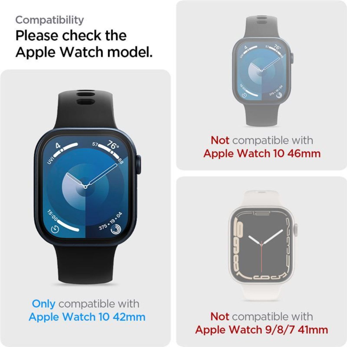 Spigen Displayschutzfolie 2x Panzerfolie für Apple Watch 11/10 Alternative Panzerglas Folie für 42mm, 2er Set, Kratzfestes EPU‑Material, Blasenfreie Montage, Edge‑to‑Edge Schutz