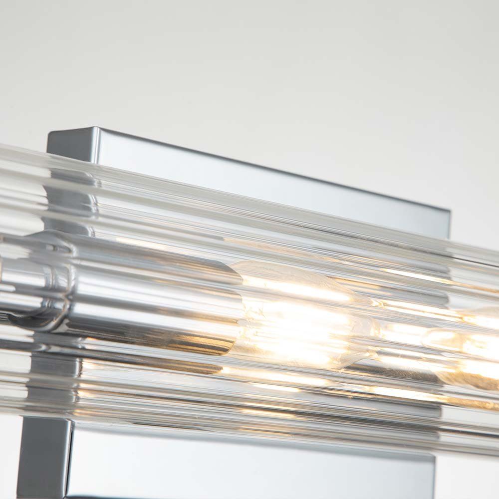 Elstead LIGHTING Wandleuchte, Leuchtmittel nicht inklusive, Wandlampe Wandleuchte Feuchtraum Badezimmerlampe chrom Glas IP44 H