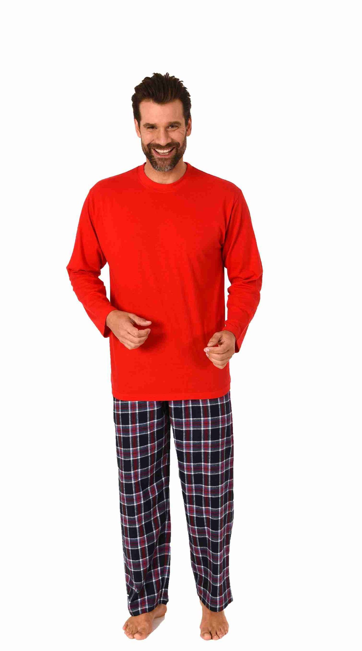 Trend by Normann Pyjama Herren langarm Schlafanzug mit karierter Flanell Hose - 222 10 873