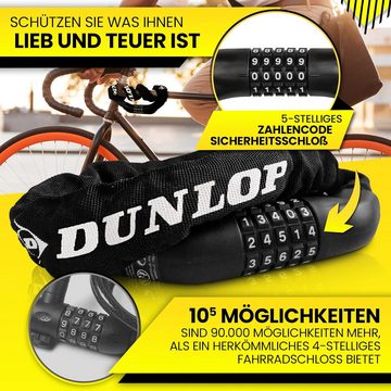 Dunlop Zahlenkettenschloss Fahrradschloss Zahlenschloss Zahlencode (1-tlg), Schloss aus gehärtetem Stahl und ca. 6 cm langen Kettengliedern