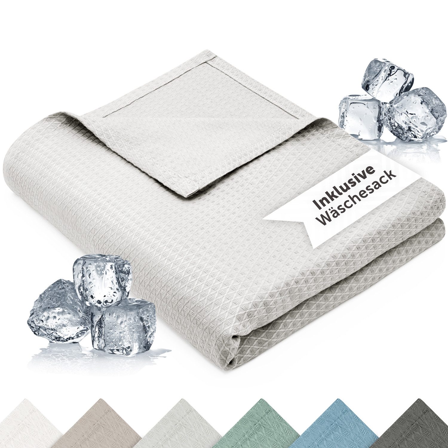 Blumtal Microfaserbettdecke Kühldecke Sommerdecke Bambus, selbstkühlende Decke, OEKO-TEX zertifizierte kühlende Decke für Sofa, Sommer & Reisen