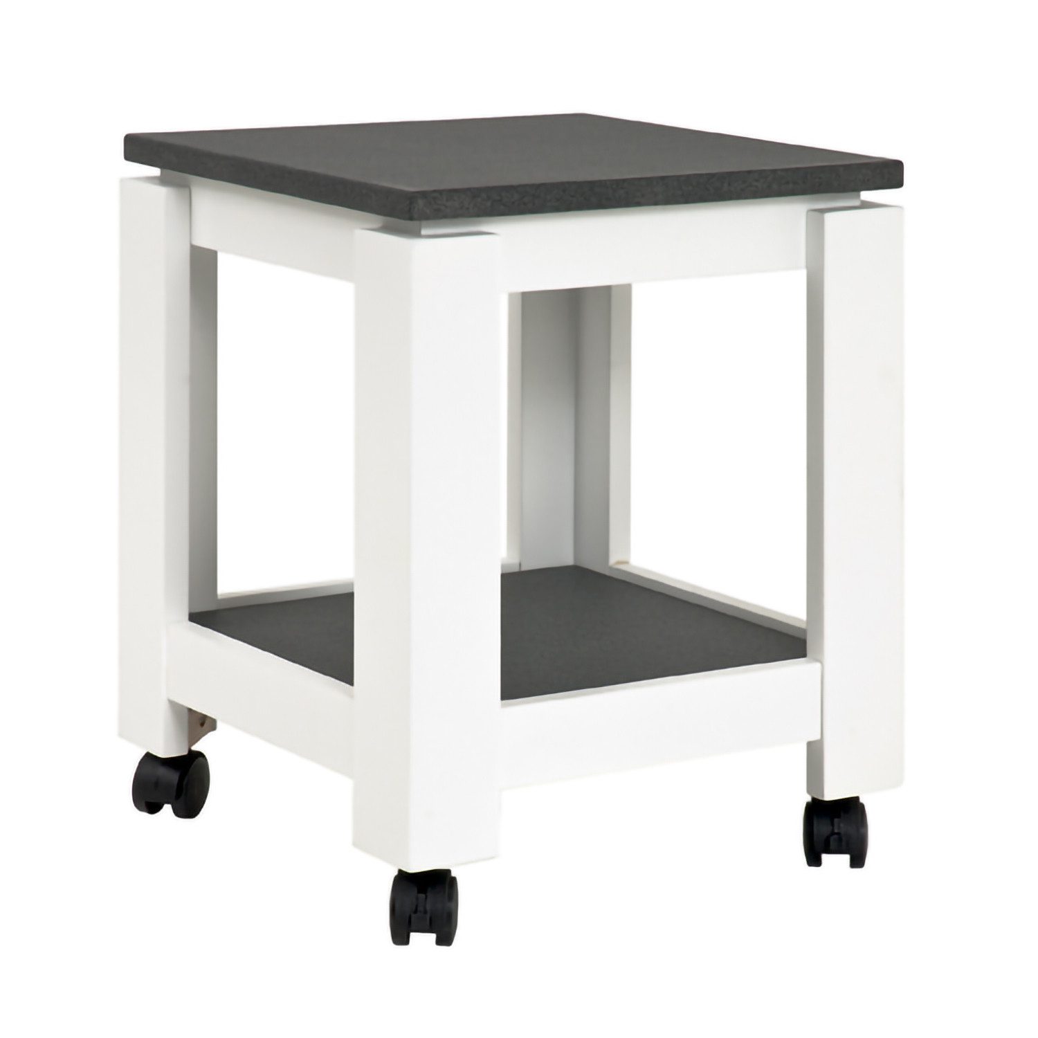 HAKU Beistelltisch Beistelltisch granitoptik weiß-Sofatisch MDF-B 35 x H 45 x T 35 cm (1 Stück), Beistelltisch auf Rollen aus MDF, Rollwagen, Trolley