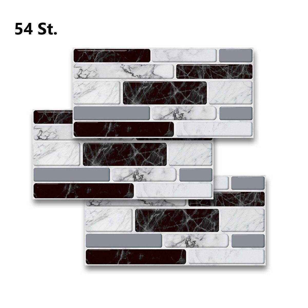 Novzep 3D-Wandtattoo 54 St Fliesensticker,Selbstklebende 3D Wandaufkleber,20x10cm (54 St)