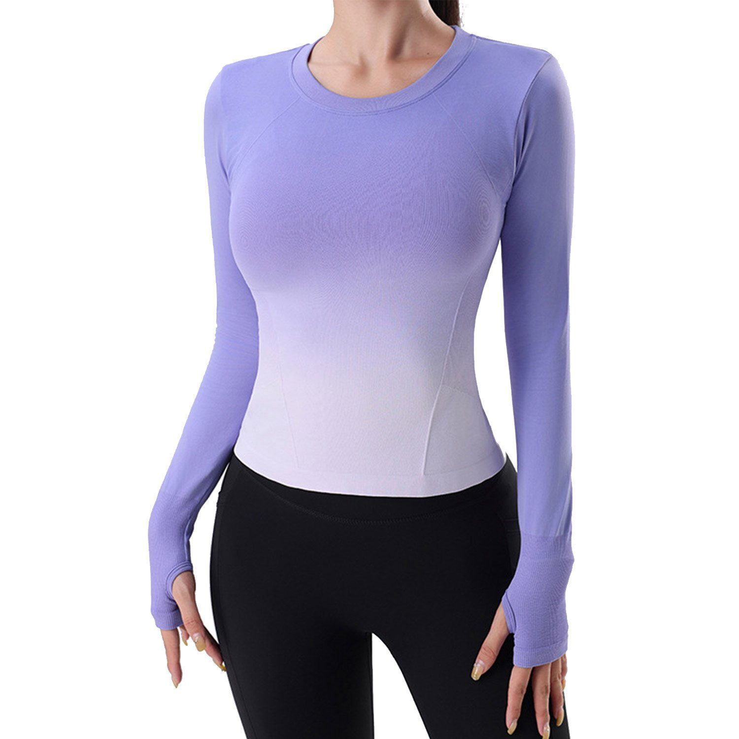 Trainingsshirt Sport T-Shirt lila1 Top Yoga für MAGICSHE Damen Eng und mit Sport Daumenlöchern Fitness Tanktops sitzendes