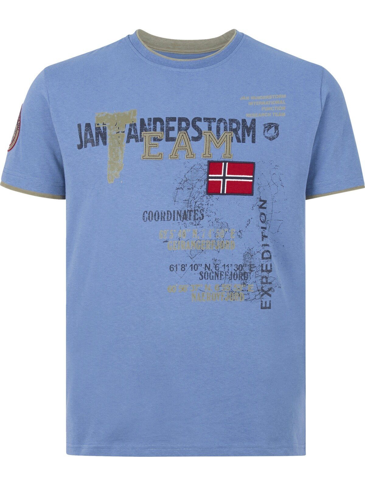 Jan Vanderstorm aus T-Shirt Baumwolljersey hellblau robustem SÖLVE