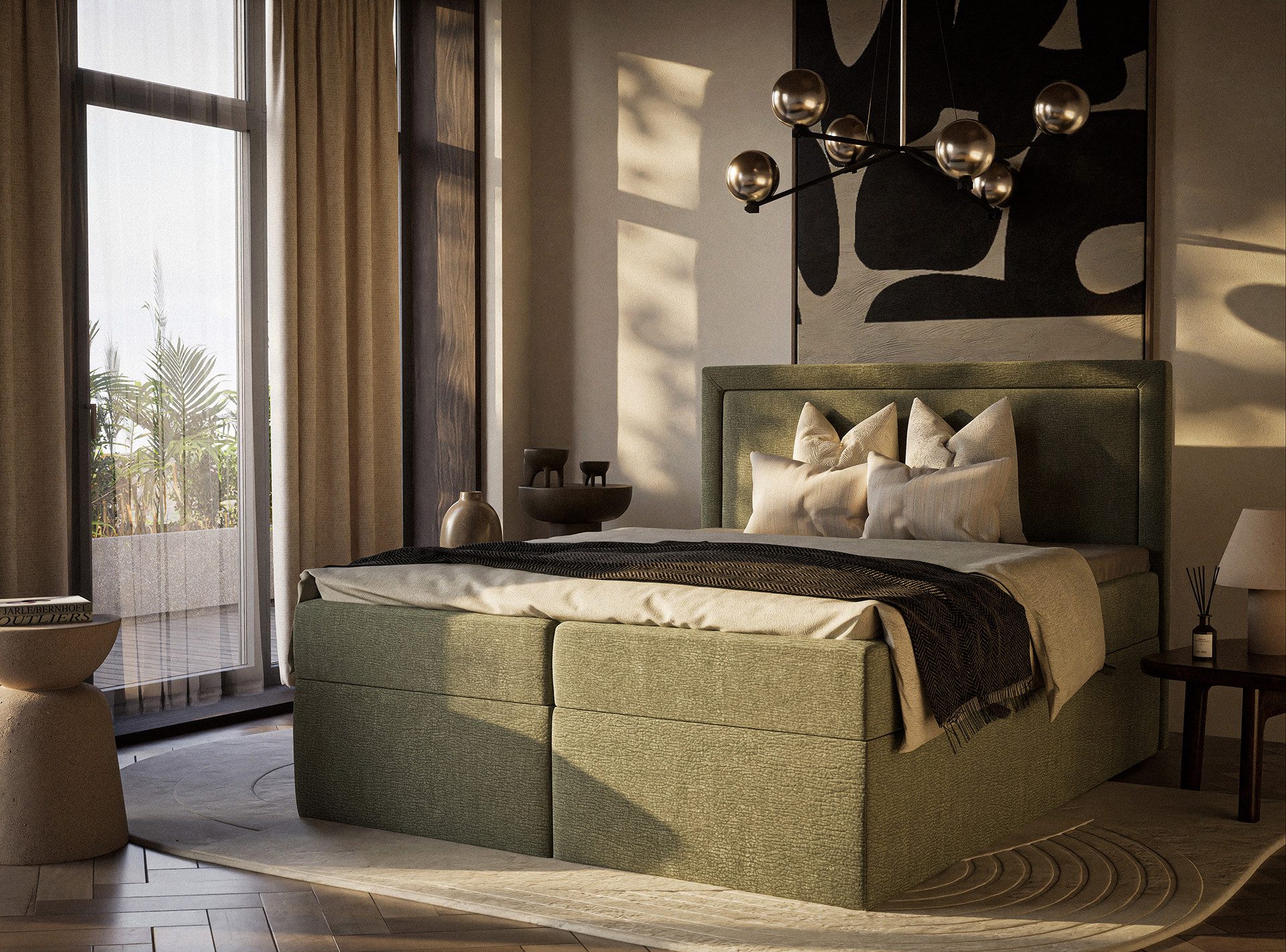 Maison de Rêve Boxbett Tribeca mit Bettkasten (Matratze, Stauraum, Kopfteil, Topper), Boxspringbett mit Taschenmatratze H3, mit Stauraum und Topper