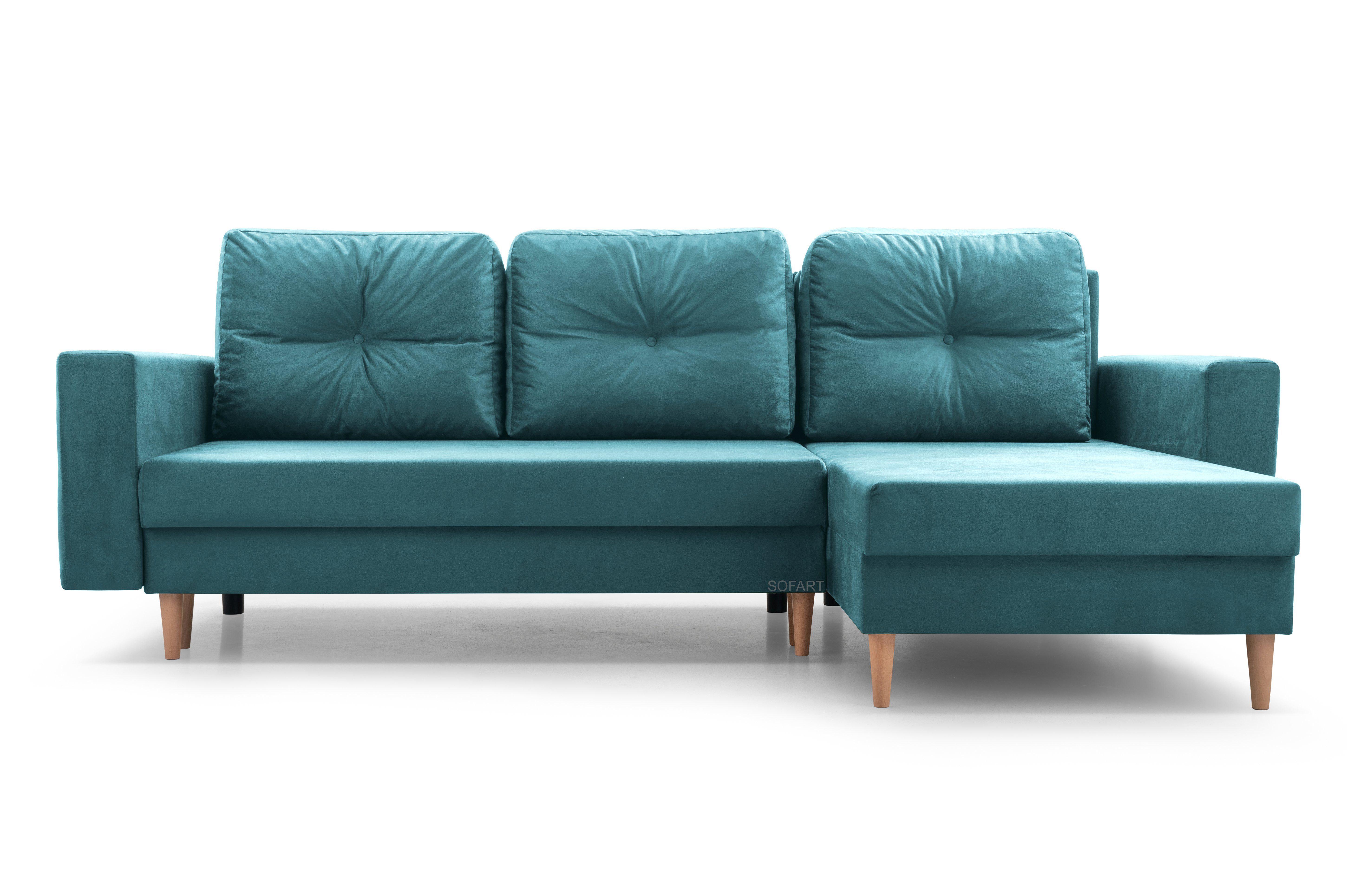L-Form Links mit Sofa Couch MANILA Schlafsofa rechts auch - Carl, MOEBLO Wohnzimmer, montierbar Schlaffunktion Bettkasten 12 als Eckcouch Blau für Wohnlandschaft, Ecksofa mane und Sofagarnitur