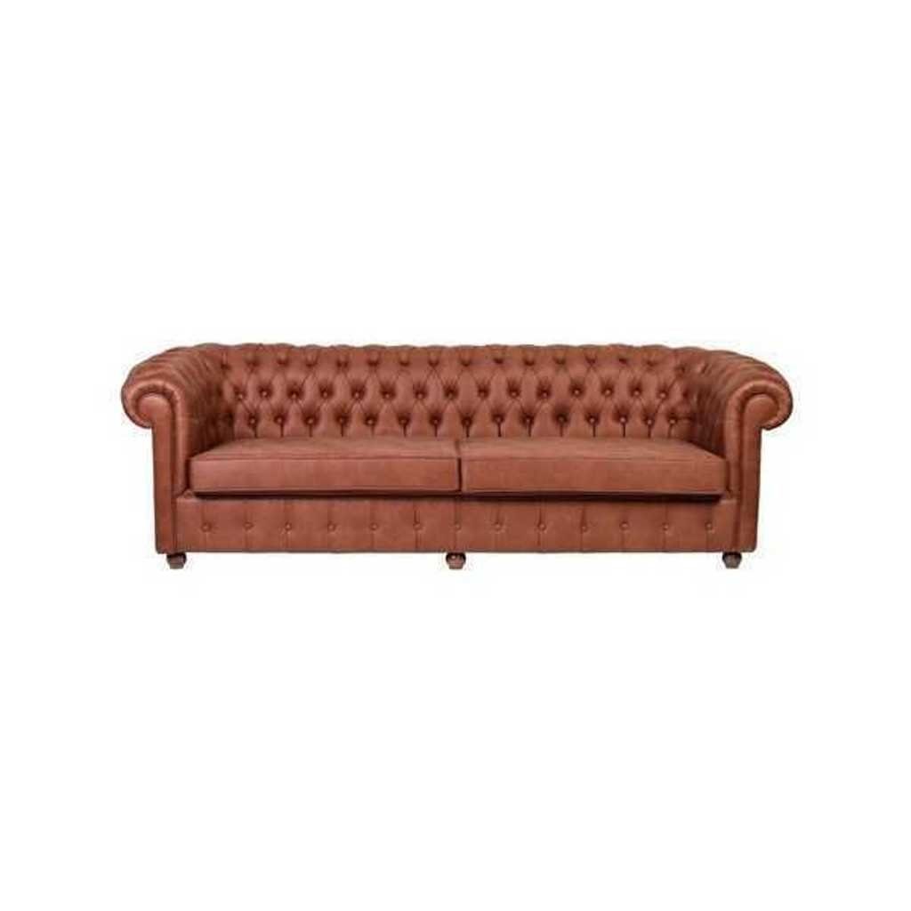 Europa Chesterfield 3-er JVmoebel Moderne in Made Couch 3-Sitzer Brauner Dreisitzer Teile, Wohnzimmer Sofas, 1