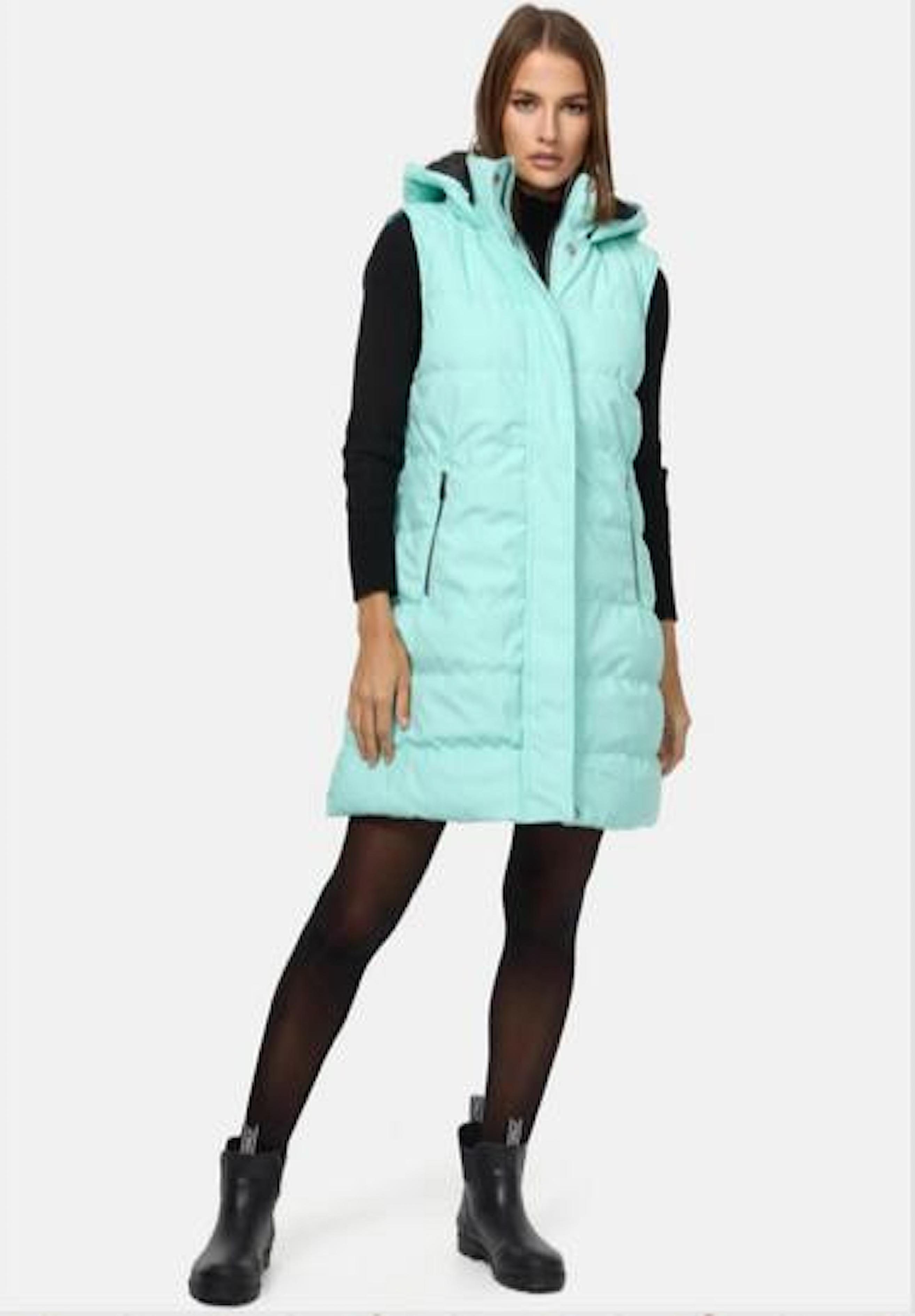 Worldclassca Steppweste Worldclassca Damen Steppweste lang mit Kapuze Winter Kunstleder S-XL