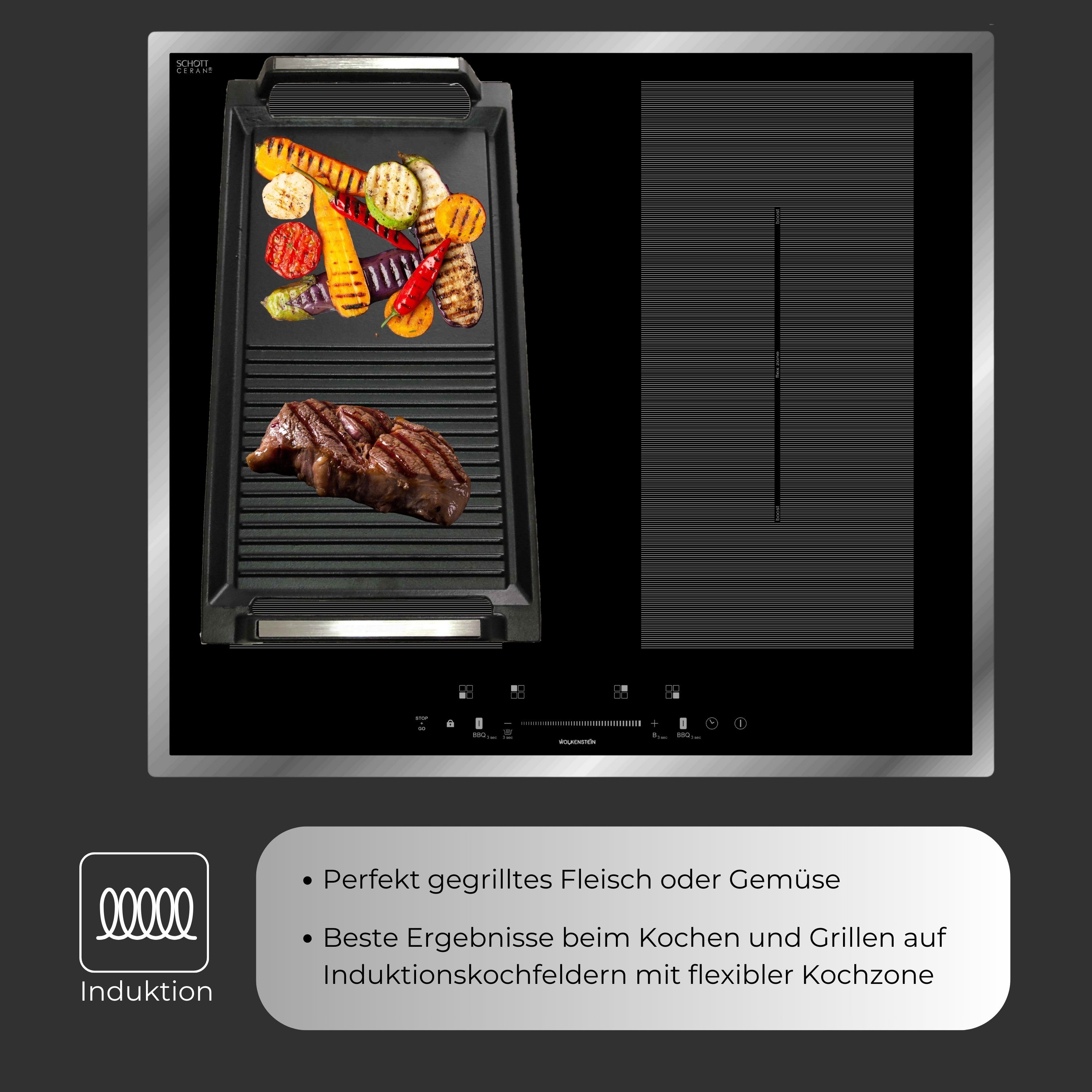 Wolkenstein Grillpfanne GP 1W, Gusseisen, Grillplatte Plancha Grillrost Teppanyaki