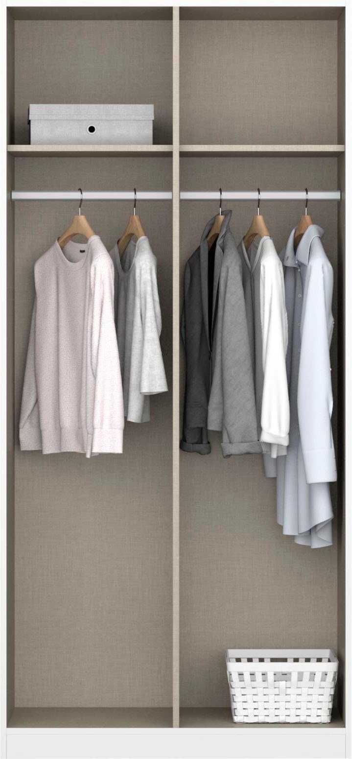 rauch Drehtürenschrank Kleiderschrank Schrank Garderobe Wäscheschrank Ankleide NIDDA (Breiten 47/91 cm, Höhe 197 cm) grifflose Front sowie Push-to-Open Funktion MADE IN GERMANY