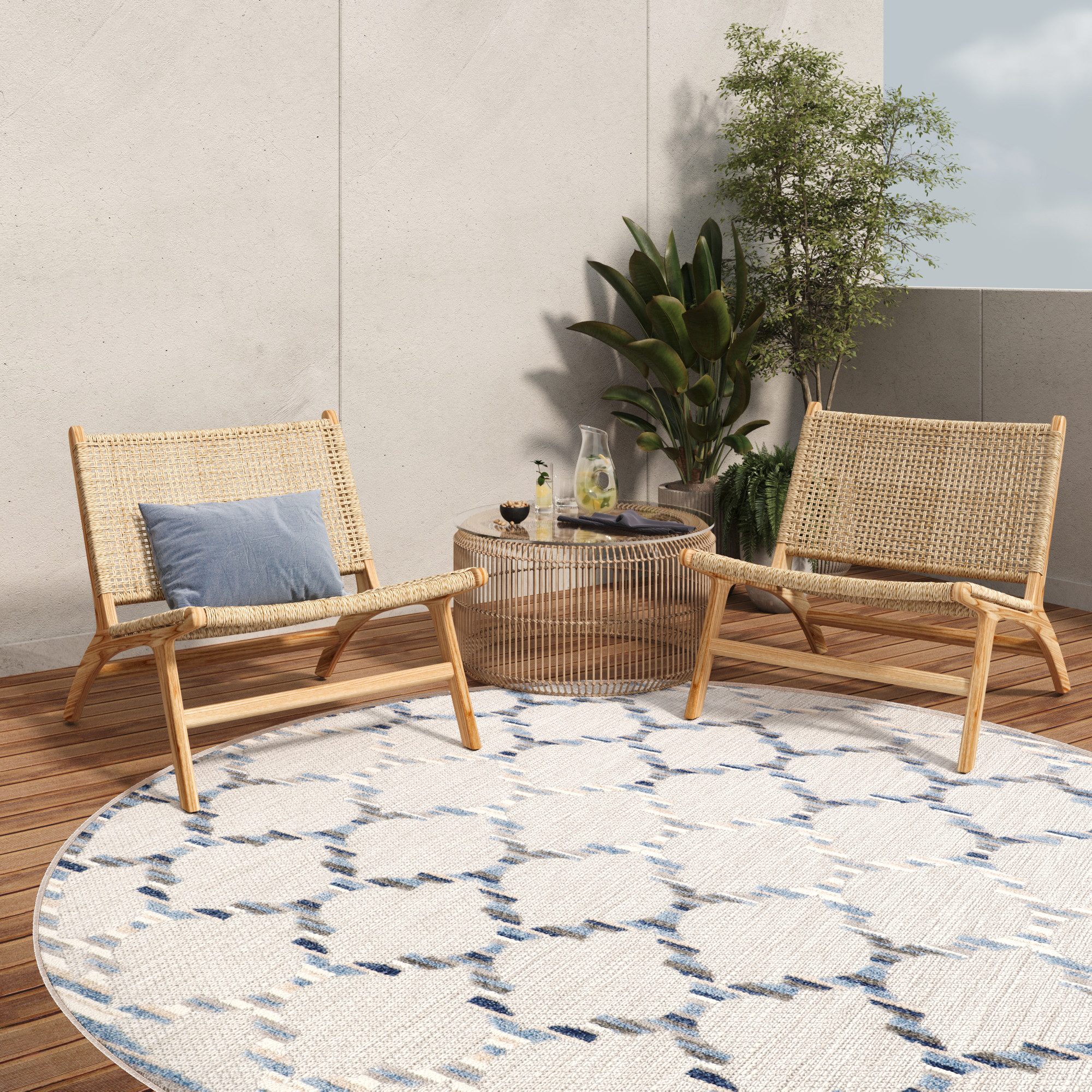 Tapiso Outdoorteppich PATIO, rund, Höhe: 6 mm, Indoor, Outdoor, Wohnzimmer, Balkon