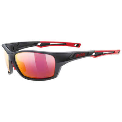 Uvex Sportbrille, (1-St), uvex Unisex – Erwachsene, sportstyle 232 P Sportbrille polarisiert black mat red/red