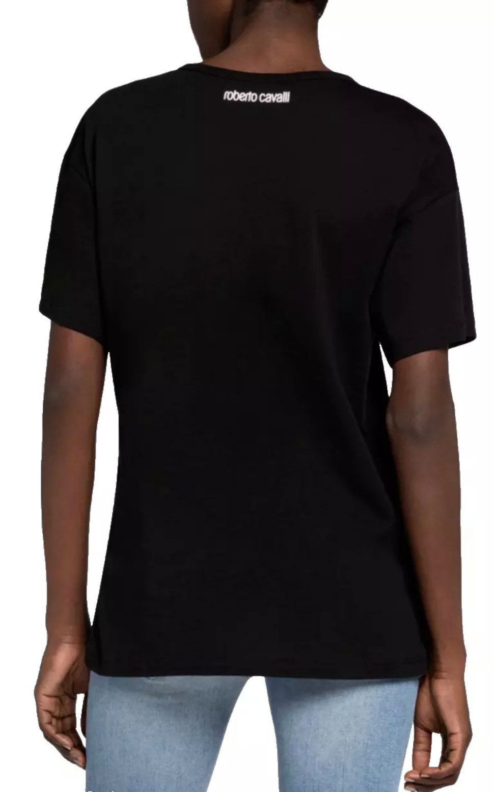 roberto cavalli T-Shirt Firenze Damen RC Monogram Exklusive Hauptlinie auffälligem Branding, Überschnittene Schultern, Weiches Baumwolljersey