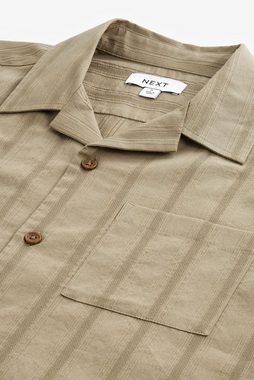 Next Kurzarmhemd Kurzärmeliges Seersucker-Hemd mit Streifen (1-tlg)