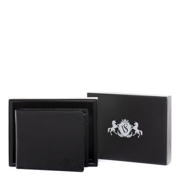 SID & VAIN Geldbörse Leder Geldbeutel Herren ELLIOT, Portemonnaie Echtleder für Herren, Wallet, Brieftasche schwarz