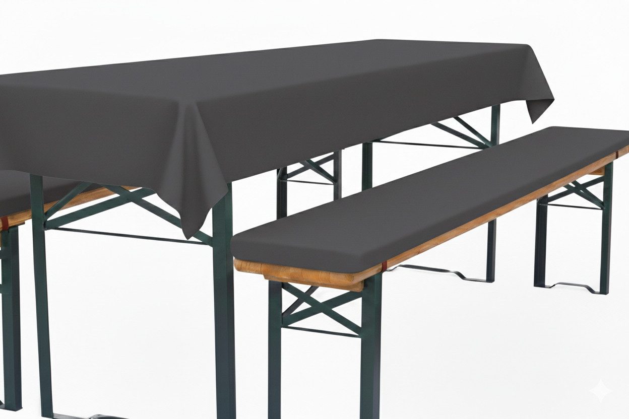 TexDeko Bankauflage Bierbankauflagen-Set mit Tischdecke 100x250cm (universal) 3TLG Set, (Set, 2x Auflage + 1x Tischdecke), blickdicht & waschbar