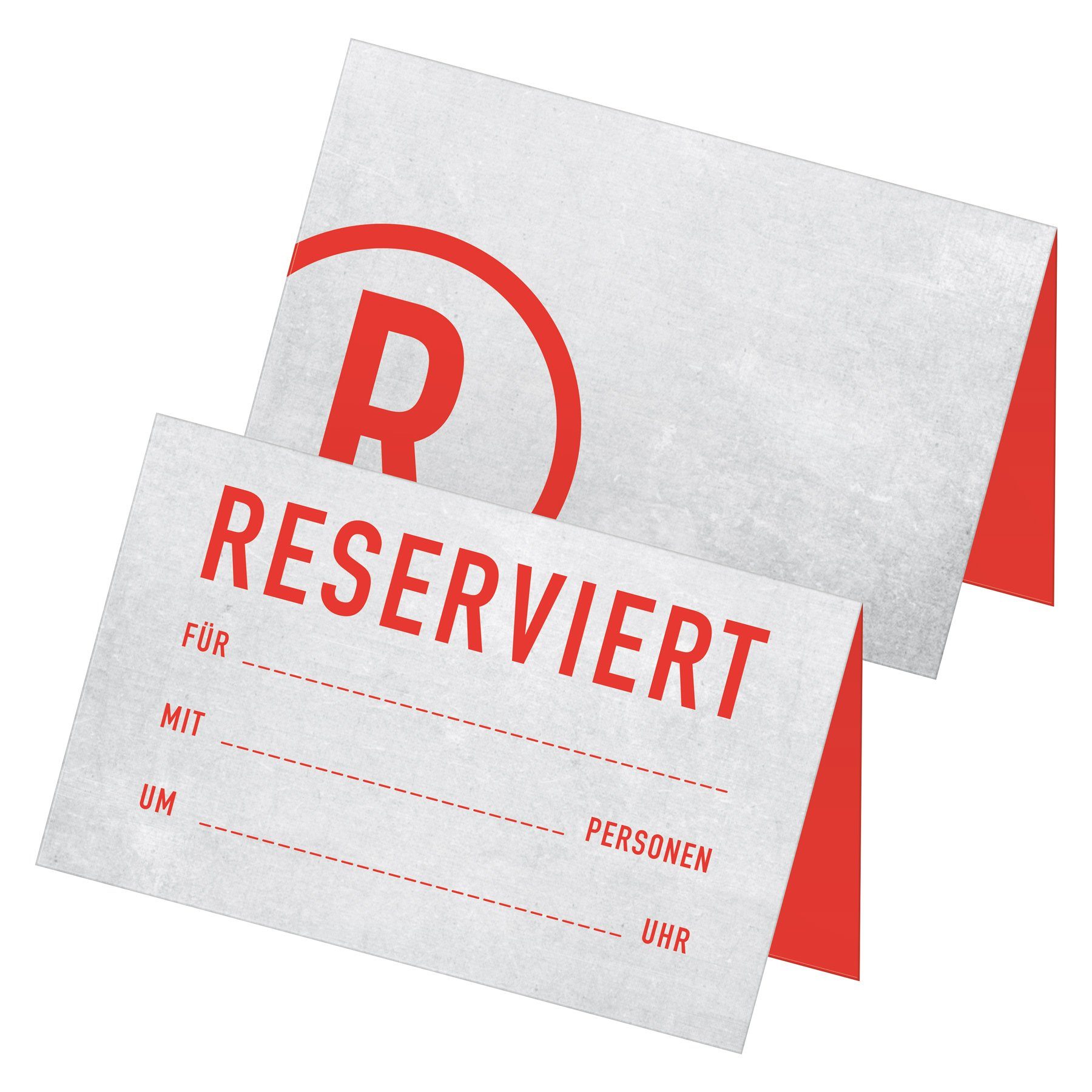 Tischkarten modern hellgrau rot Papierdekoration itenga itenga 24x zum "Reserviert" Betonoptik