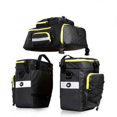 smartEC Gepäckträgertasche (3 in 1 Set, 1 Obertasche, 2 Seitentaschen), wasserdicht, reißfest, Reflektoren, großes Volumen (75 L)