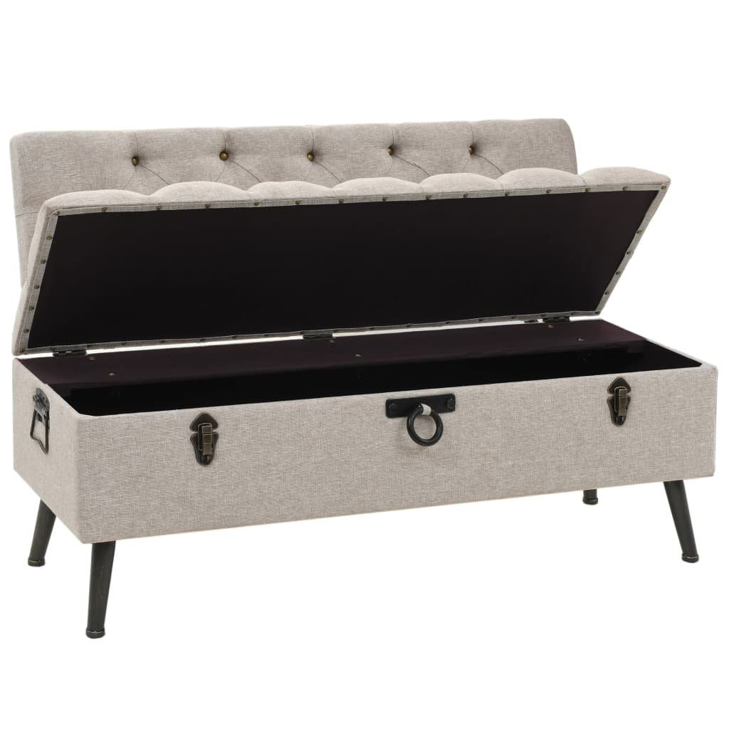 vidaXL Sitzbank Sitzbank mit Stauraum und Rückenlehne 110cm Creme Stoff