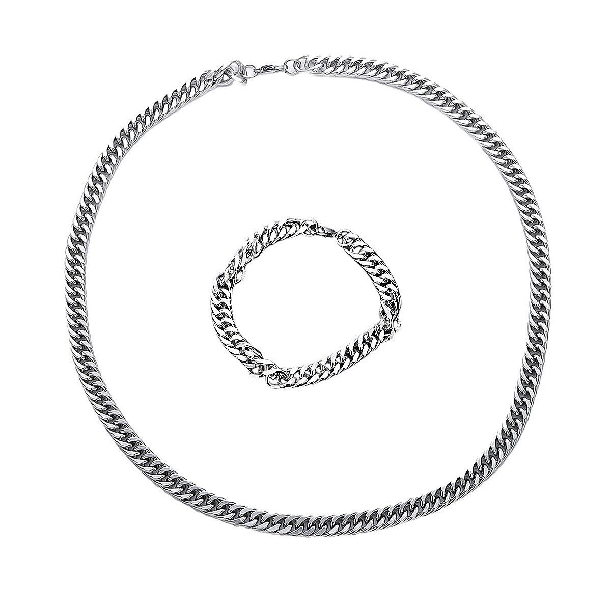 KARMA Schmuckset Herren Silber Panzerkette Armband Edelstahl modern Halsket günstig online kaufen