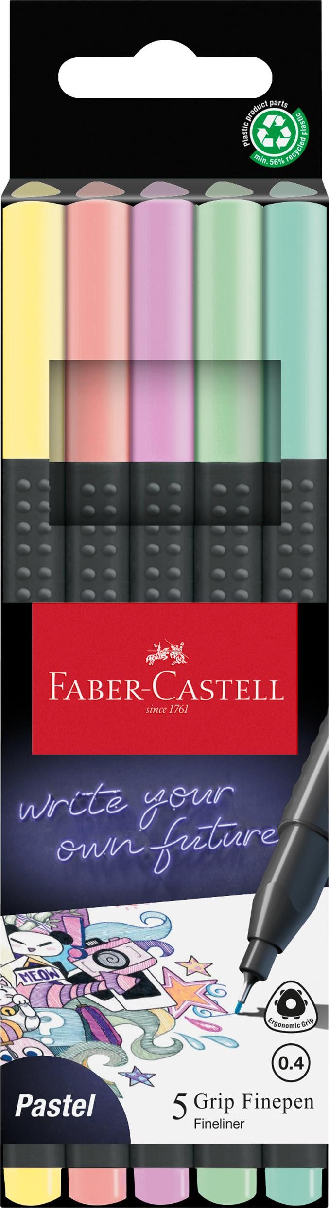 Faber-Castell Malstift Faber Castell Finepen Grip 0,4 mm pastell 5er Etui