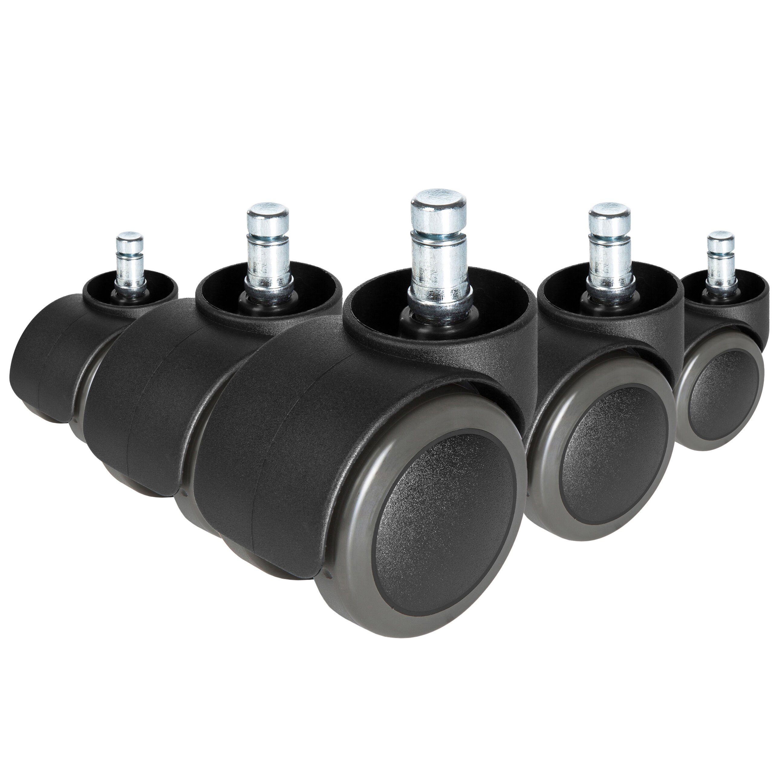 hjh OFFICE Stuhlrolle Stuhlrollen 5X Rolo Free 10Mm/50Mm, (5er Pack), Hartbodenrollen Bürostuhl, Rollen für Schreibtischstuhl