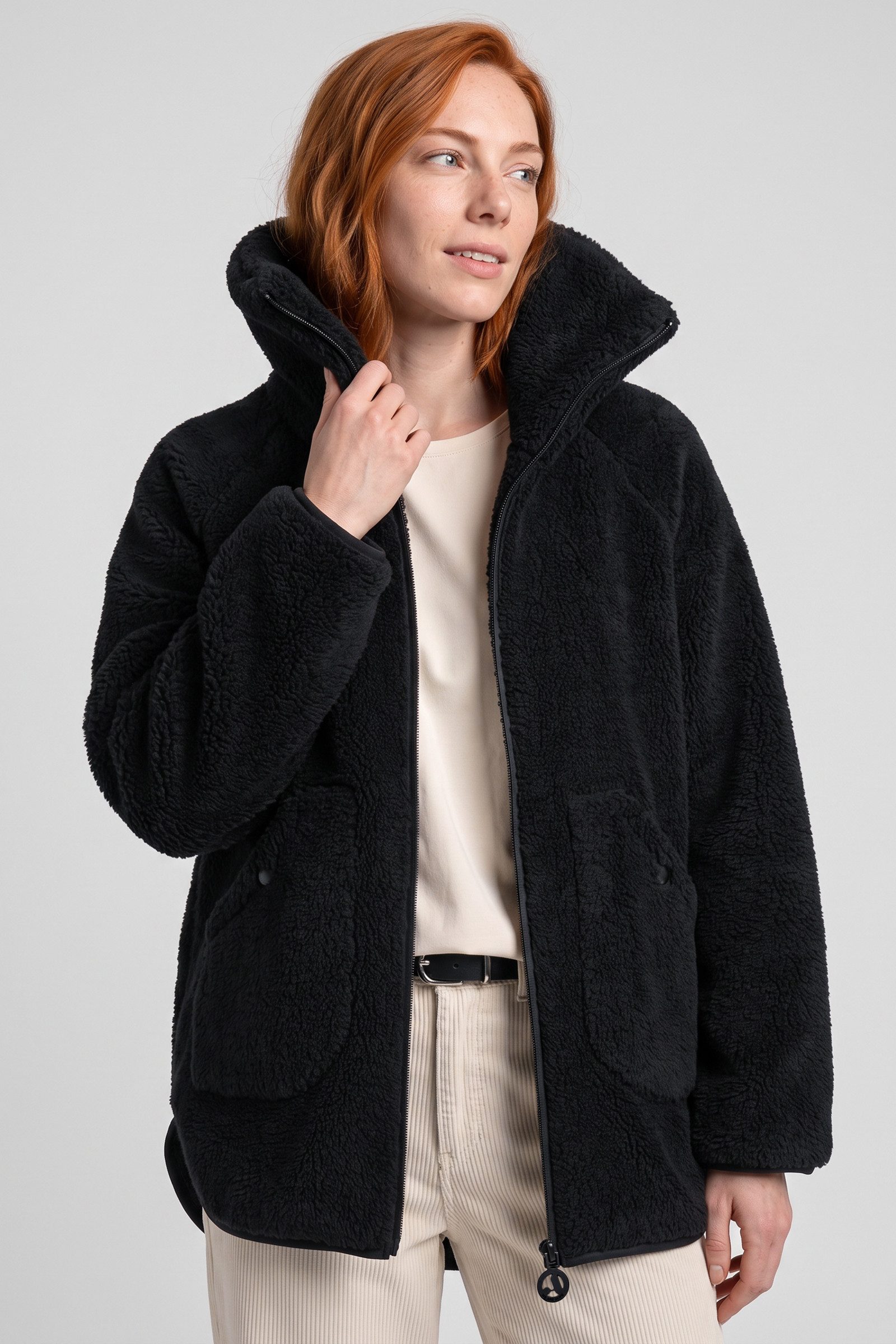 Alife & Kickin Fellimitatjacke Damen SariaAK T Übergangsjacke, Jacke Dichter Teddyfleece, hoher Stehkragen, zwei aufgesetzte Taschen – Bild 4 von 5
