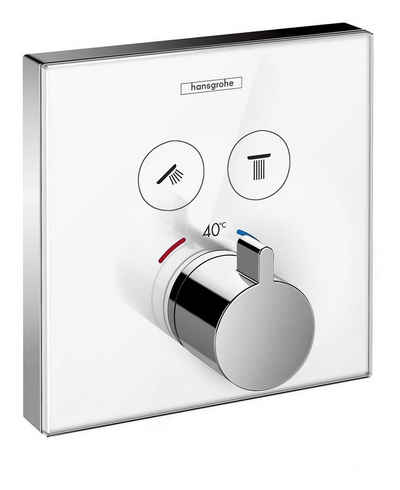 hansgrohe Unterputzarmatur ShowerSelect Glas Thermostat für 2 Verbraucher Unterputz - Weiß / Chrom