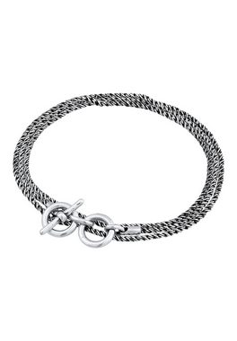 Kuzzoi Silberarmband Männer Kordelkette T-Bone Oxidiert 925 Silber