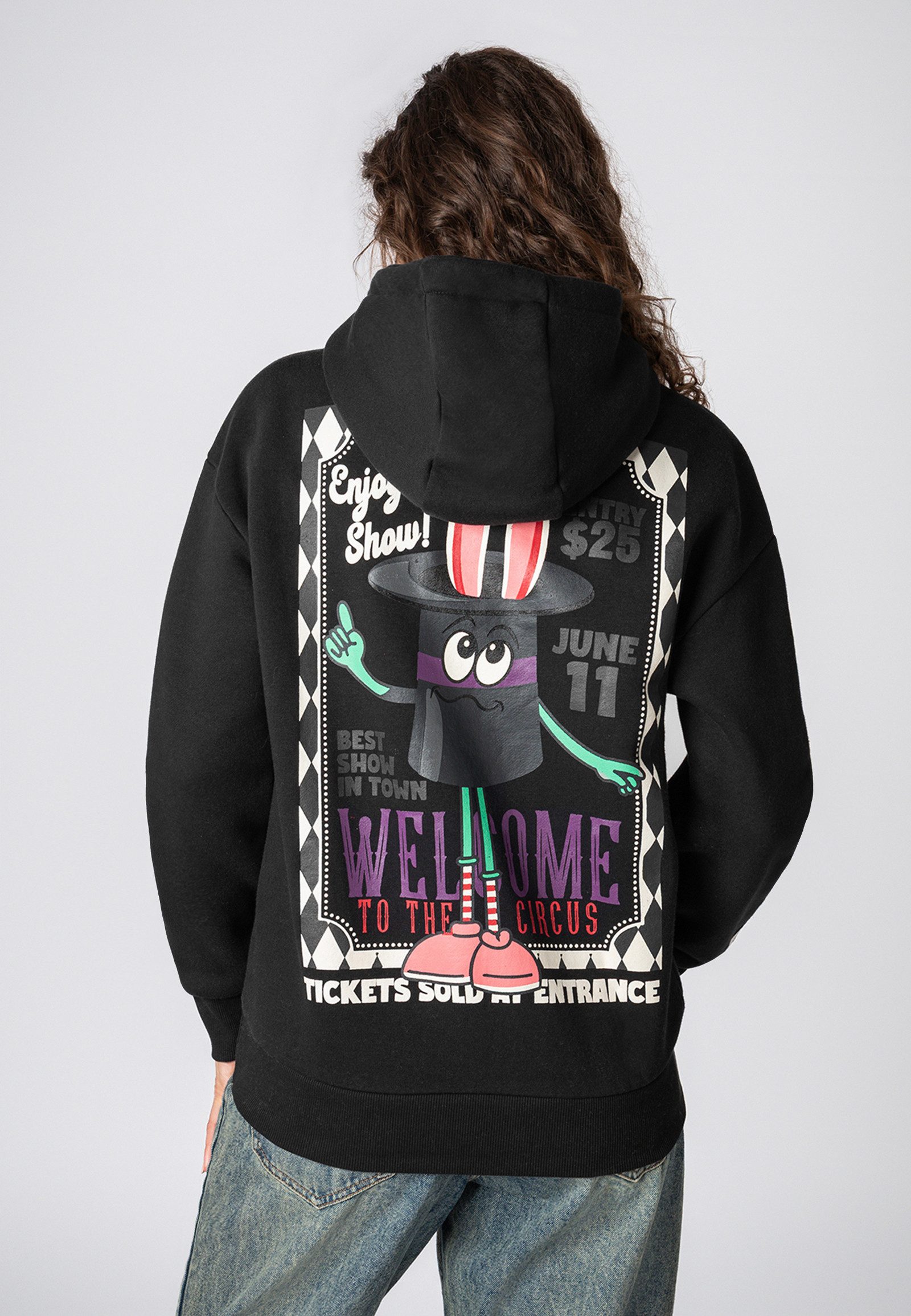 SUBLEVEL Kapuzenpullover Damen Hoodie Kapuzenpullover mit Rückenprint Sweat günstig online kaufen