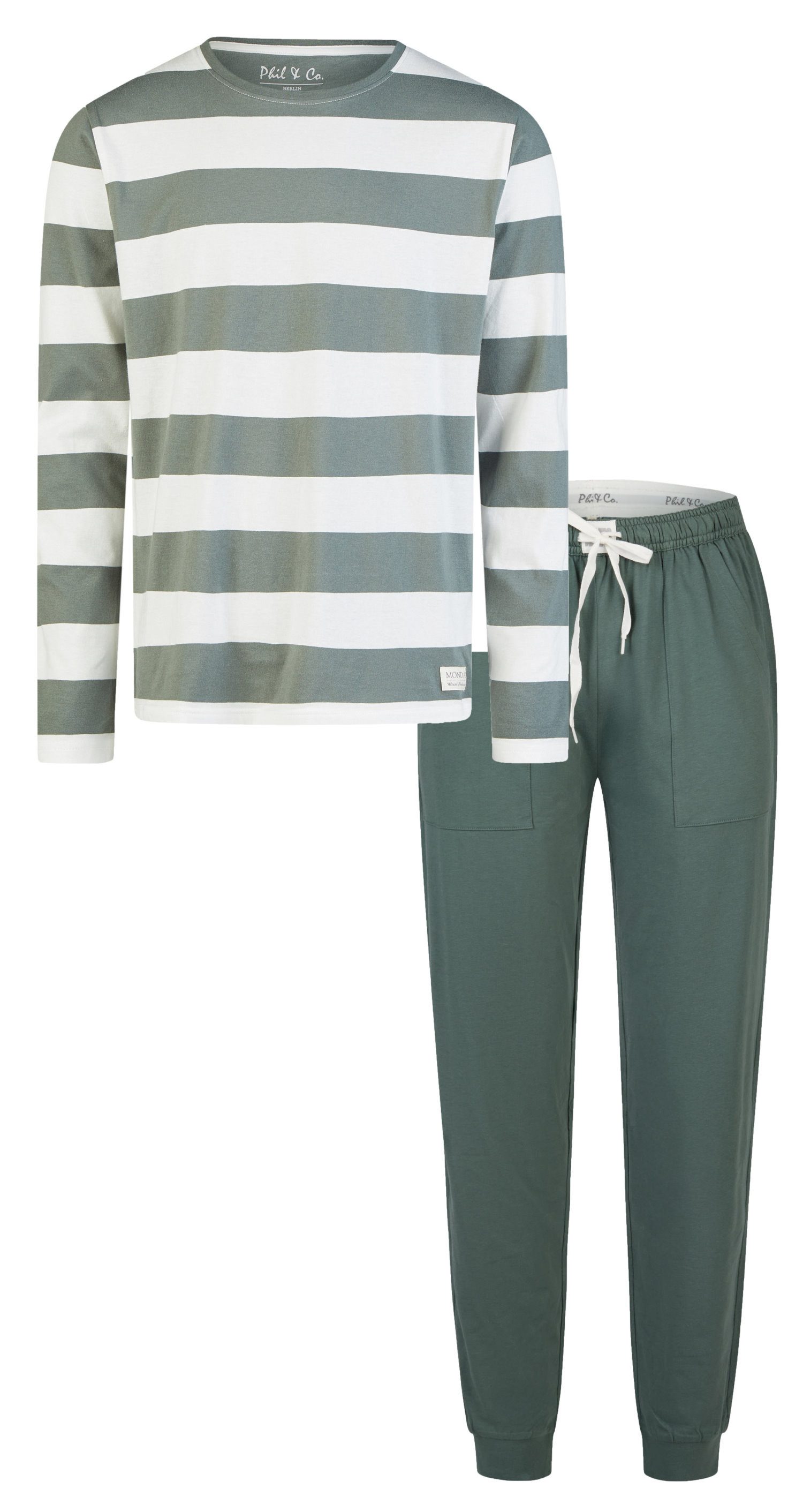 Phil & Co. Schlafanzug Herren Pyjama mit Bündchen (2 tlg) Baumwolle günstig online kaufen