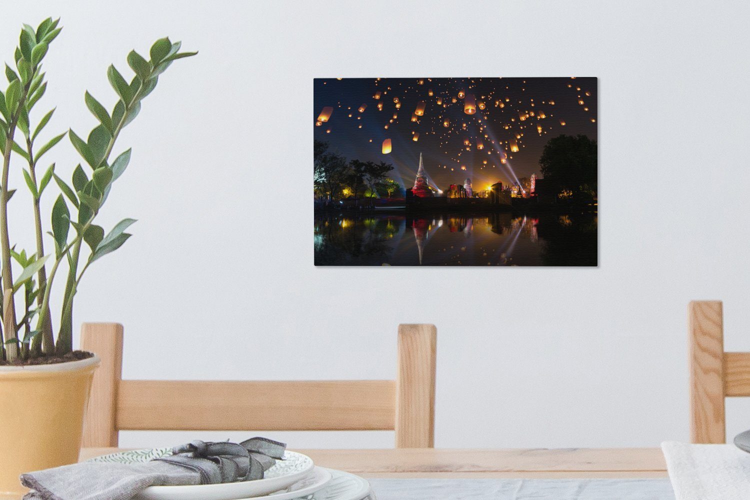OneMillionCanvasses® Leinwandbild Tempelfestspiele in Asien, cm St), (1 Leinwandbilder, Wandbild 30x20 Wanddeko, Aufhängefertig