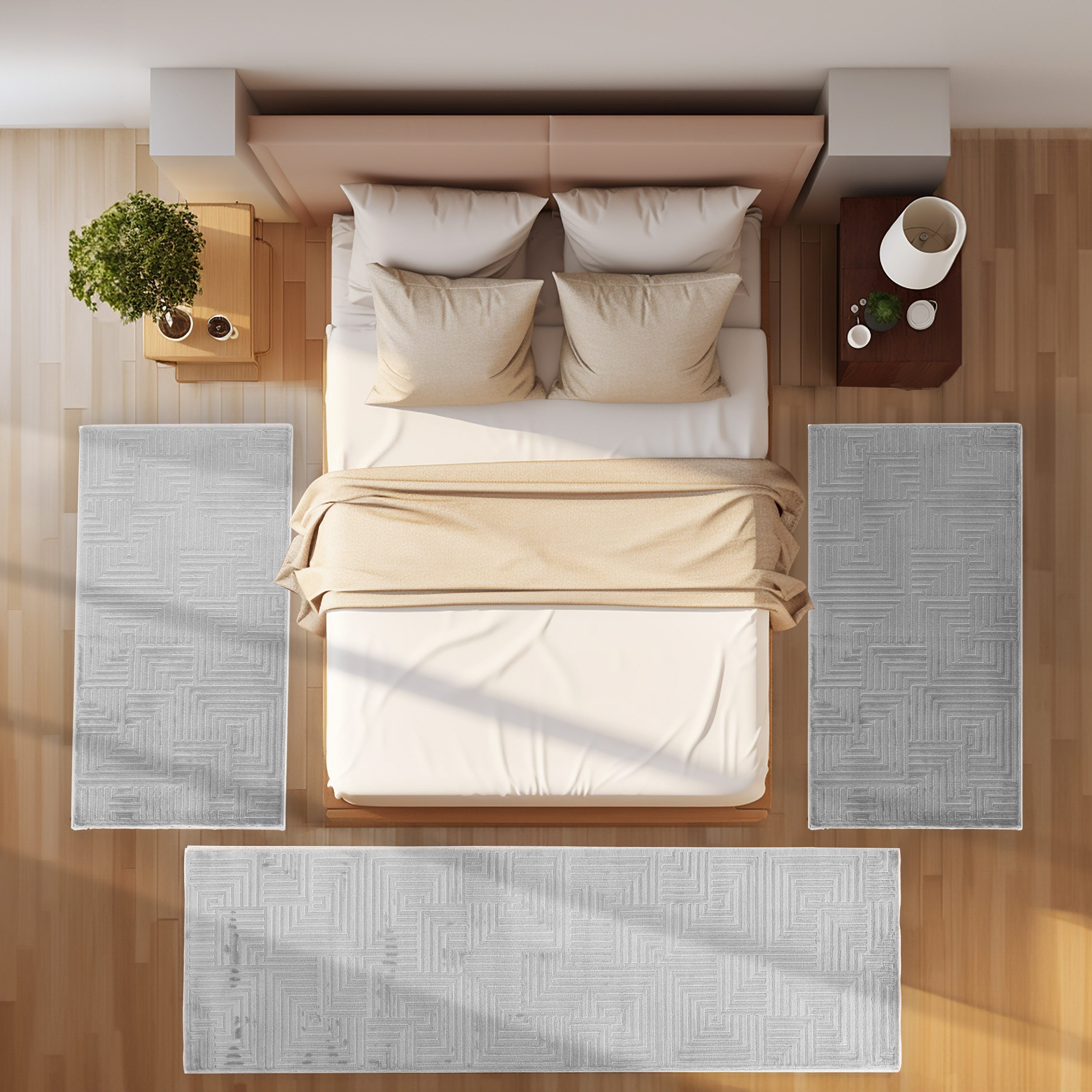 SIMPEX24 Kurzflor-Bettumrandung Geometrisch Design, Höhe 12 günstig online kaufen