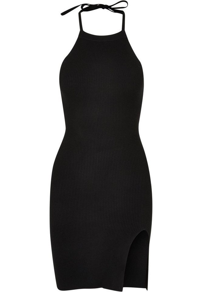 URBAN CLASSICS Jerseykleid Damen Ladies Rib Knit Neckholder Dress (1-tlg),  Strukturierter Griff