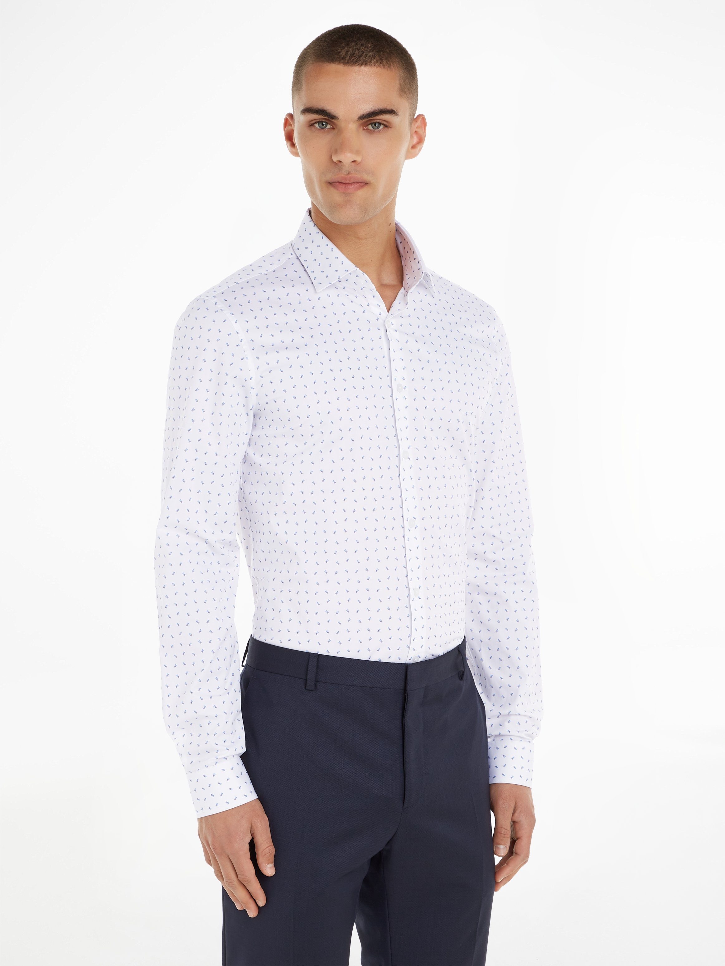 Calvin Klein Langarmhemd TWILL 2 COLOR PRINT SHIRT mit Markenlabel