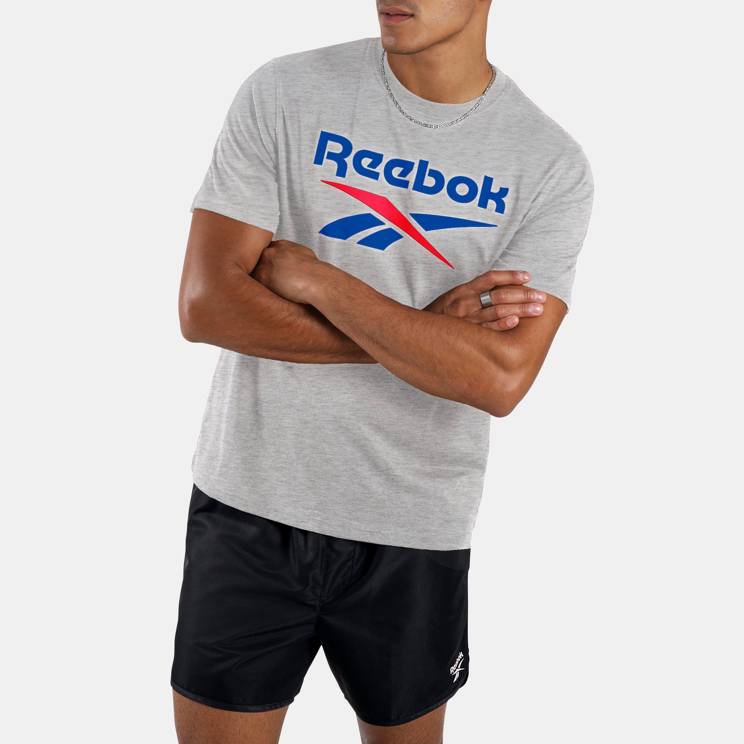 Reebok T-Shirt BRUNO BIG LOGO CREW NECK SS TEE mit Logodruck, Kurzarm, aus Baumwollmischung, Basic Passform
