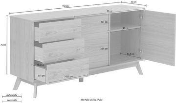 Woodman Sideboard Bjórgvin, Breite 150 cm, im schlichten skandinavischen Design