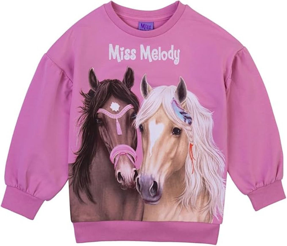 Miss Melody Sweatshirt Miss Melody Sweatshirt Pullover zwei Pferde pink (1-tlg)