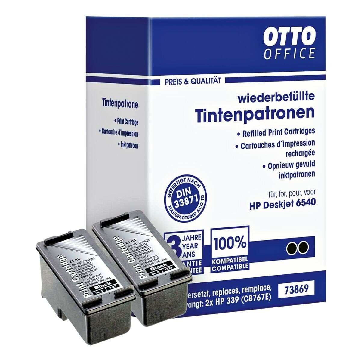 Otto Office  Office Tintenpatrone (Doppelpack, 2-tlg., ersetzt HP »C8767EE« Nr. 339, schwarz) schwarz (2x)