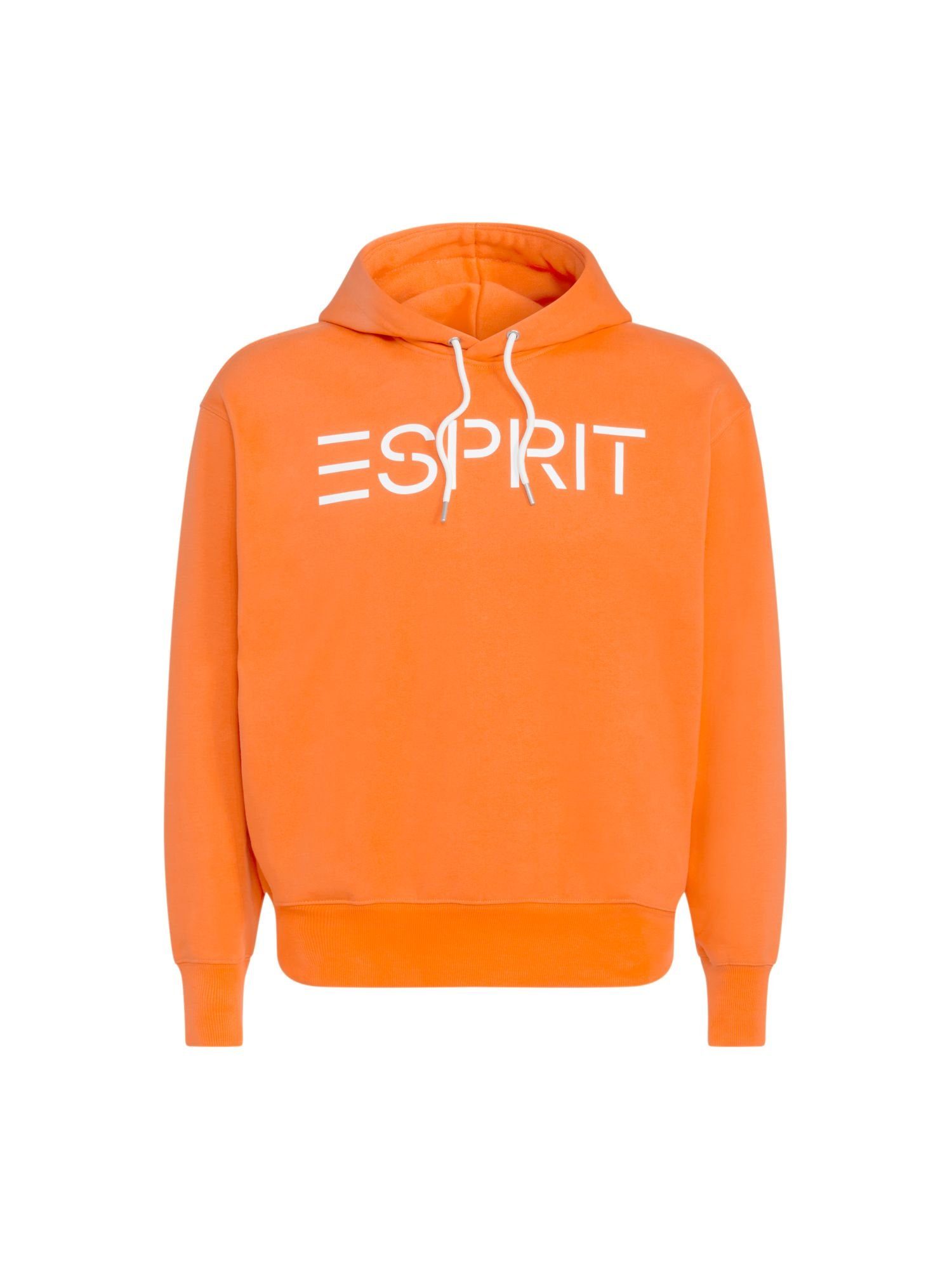 mit Esprit Sweatshirt Fleece-Hoodie ORANGE (1-tlg) Unisex CORAL Logo