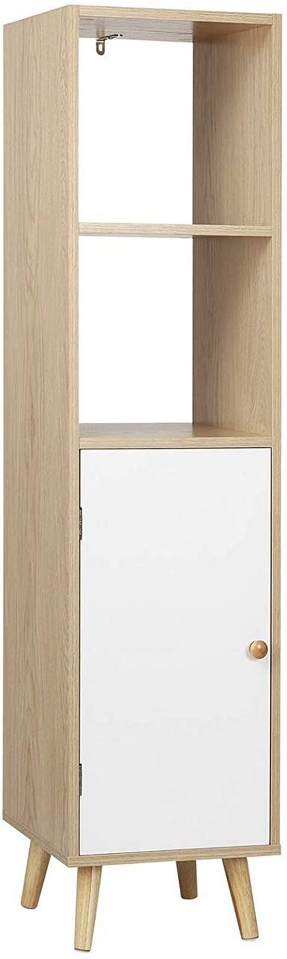 Woltu Bücherregal, 1-tlg., Raumteiler, Büroregal mit Tür mit Holzbeine, MDF | Bücherschränke