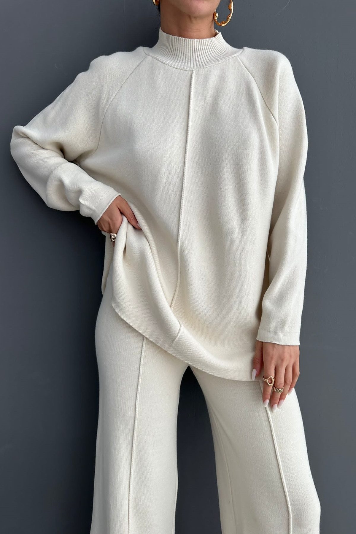 WOMAN VISION Blusentop Damen Hoher Hals Strickstoff Langarm Burgunder Pullo günstig online kaufen