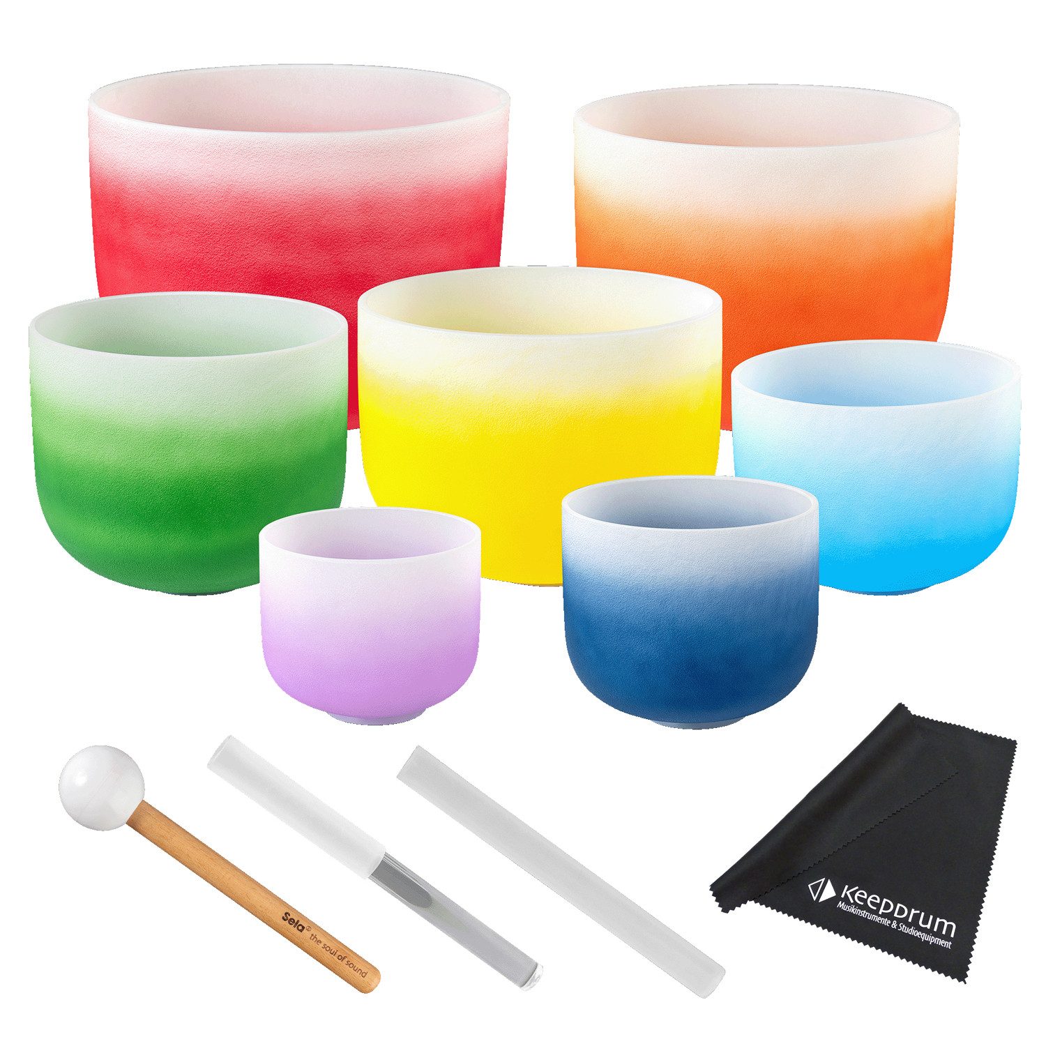 Sela Klangschalen Sela Klangschalen Set SECCU Chakra 432 Hz mit Tuch,Verschiedene Größen, Vorteils-Set mit Mikrofasertuch