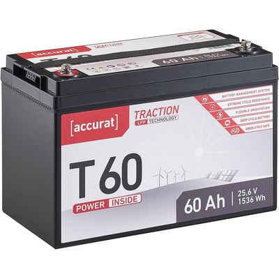 accurat 24V 60Ah LiFePO4 Lithium Batterie 1536Wh BMS Akku Batterie, (24 V V)