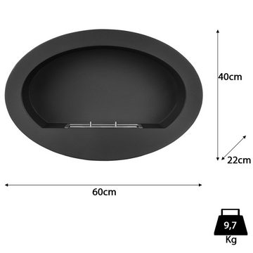 Moritz Dekokamin Wandkamin 40 x 60 x 22 cm rund 1 Liter Brenner, Ethanolkamin Tischkamin Tischfeuer Gartenfeuer Feuerstelle Bio Ethanol